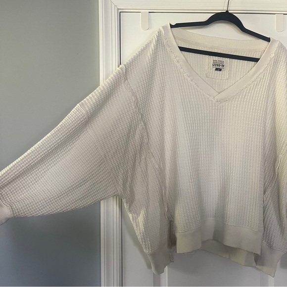 American Eagle AE Big Hug Oversized Waffle V Neck Pullover XL - Picture 2 of 4